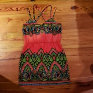 Summer bright mini dress - medium